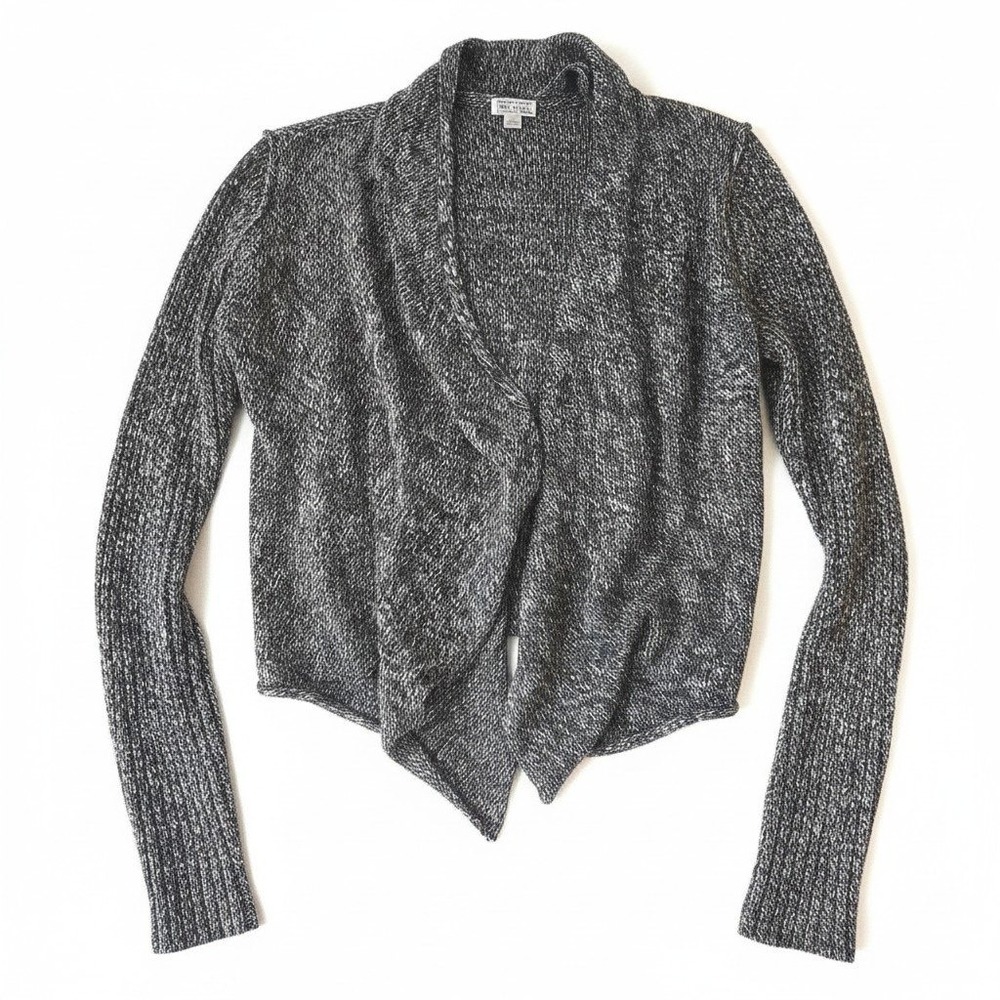 Converse One Star Womens Small Marled Grey Cotton Knit Draped Cardigan Sweater